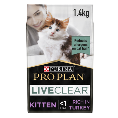 Purina Pro Plan LiveClear Kitten, Allergen Reducing Dry Cat Food with Turkey 1.4 kg