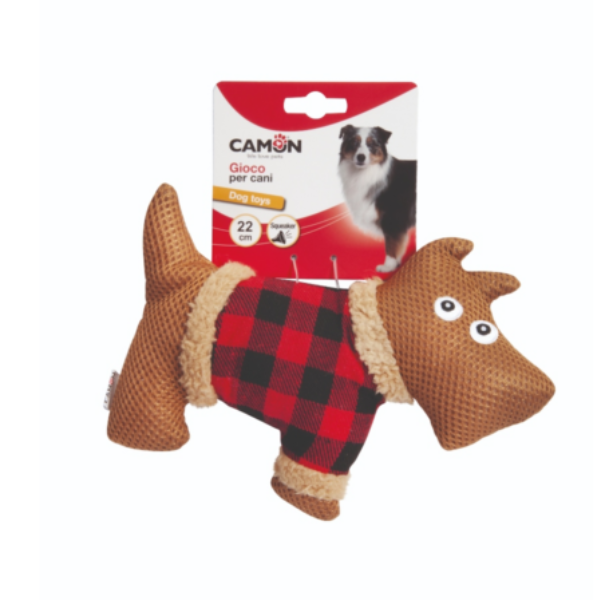 Camon Dog Toy – Fabric Dog (Outline) with Squeaker 22Cm