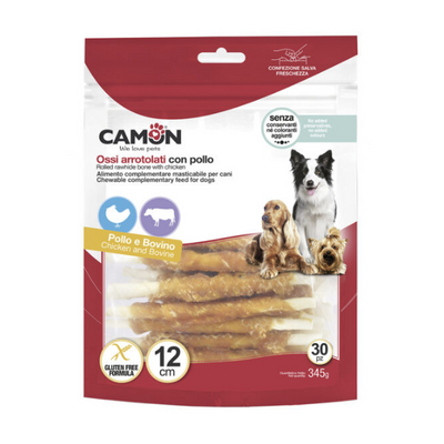 Camon Knotted Rawhide Bone with Chicken(30Pcs) 345G