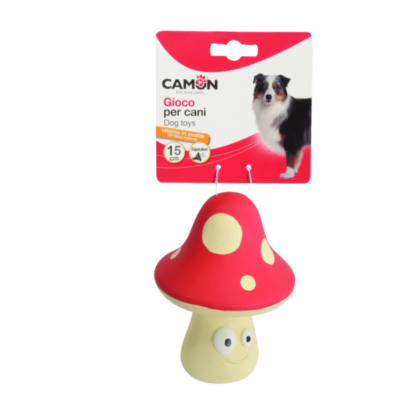 Camon Latex Mushroom with Pp Filling Material and Squeaker Dog Toy