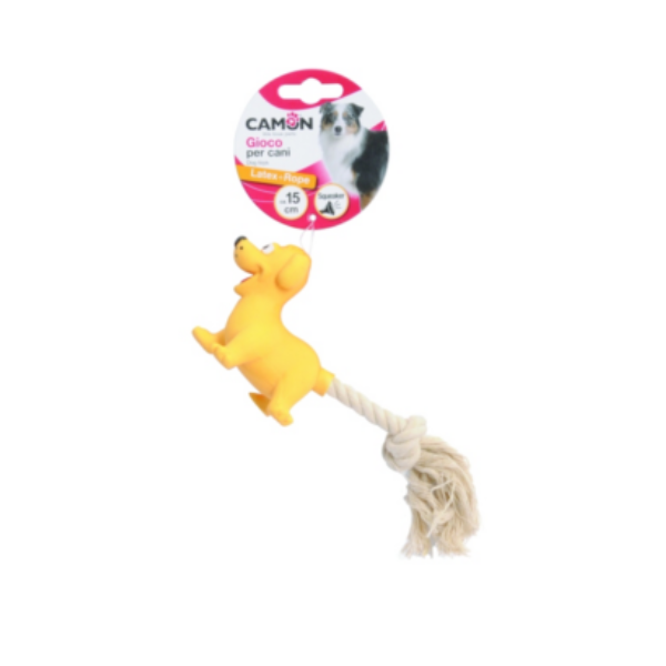 Camon Latex Dog Toy – Dog, Cat and Horse with Squeaker and Rope