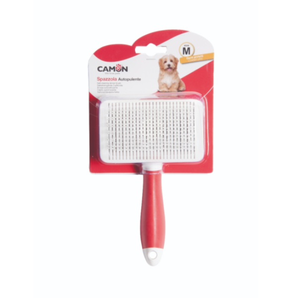 Camon Slicker Brush with Stainless Steel Plastic Coated Pins-Medium