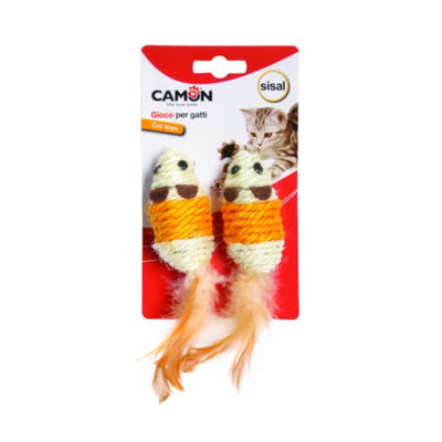 Camon Sisal Mouse with Feather (2Pcs)