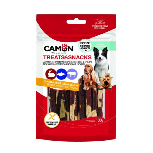 Camon Chew Stripes with Rabbit, Codfish and Rawhide (100G)