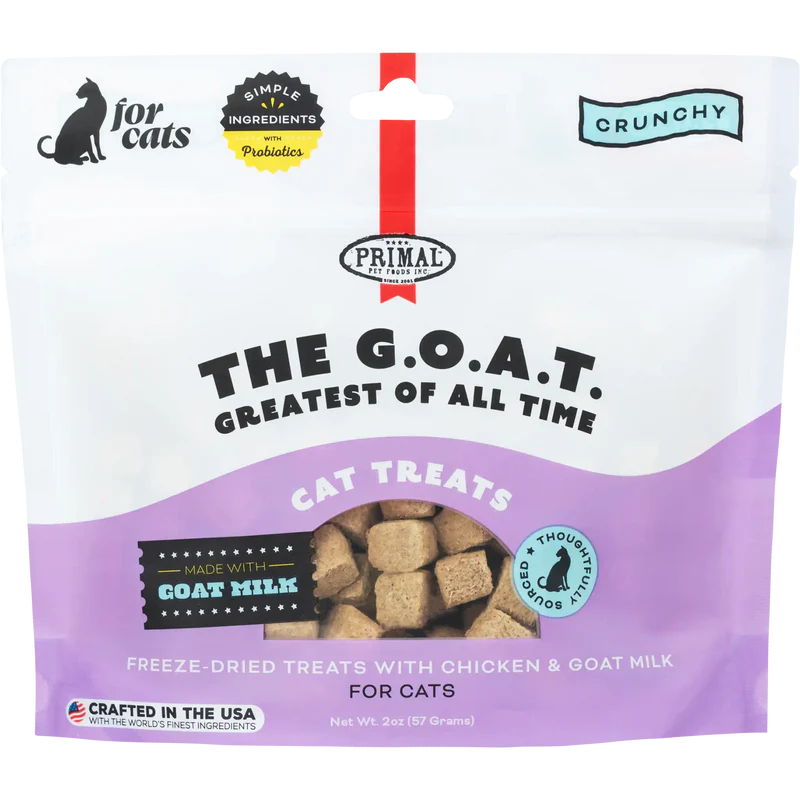 Primal The G.O.A.T.  Chicken & Goat Milk  for cats! Freeze-Dried Treat 2oz