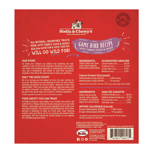 Stella & Chewy's Wild Weenies - Game Bird Recipe 3.25 oz