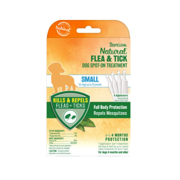 Tropiclean Flea & Tick Small Dog Spot On Treatment – 4pk