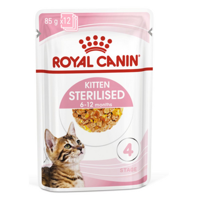 Royal Canin  Feline Health Nutrition Kitten Sterilised Jelly (WET FOOD - Pouches) 12 x 85g