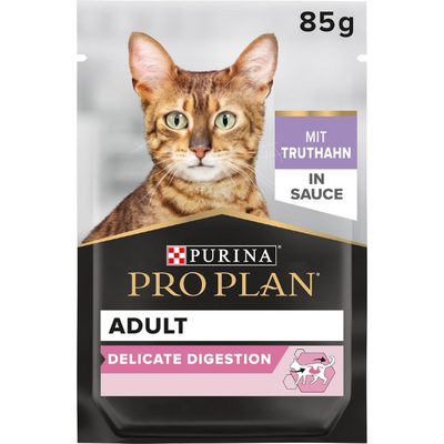 Purina Pro Plan Adult Delicate Digestion, Wet Cat Food, Mousse rich in Turkey, 85g