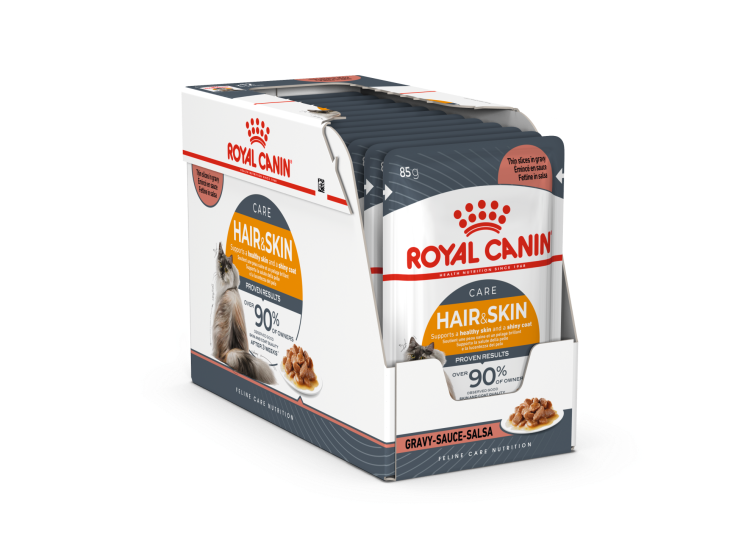 Royal Canin  Feline Care Nutrition Hair & Skin Gravy (INTENSE BEAUTY) (WET FOOD - Pouches) 12x85g