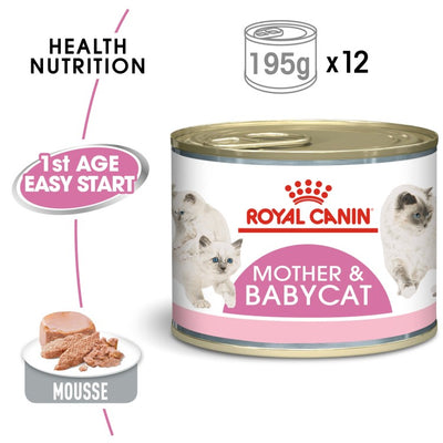 Royal Canin  Feline Health Nutrition Mother & Babycat Mousse (WET FOOD - Cans) 12 x 195g