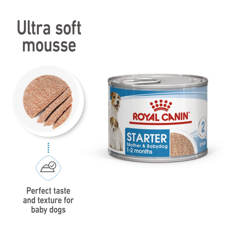 Royal Canin  Canine Health Nutrition Starter Mousse (WET FOOD - Cans) 12 x 195g