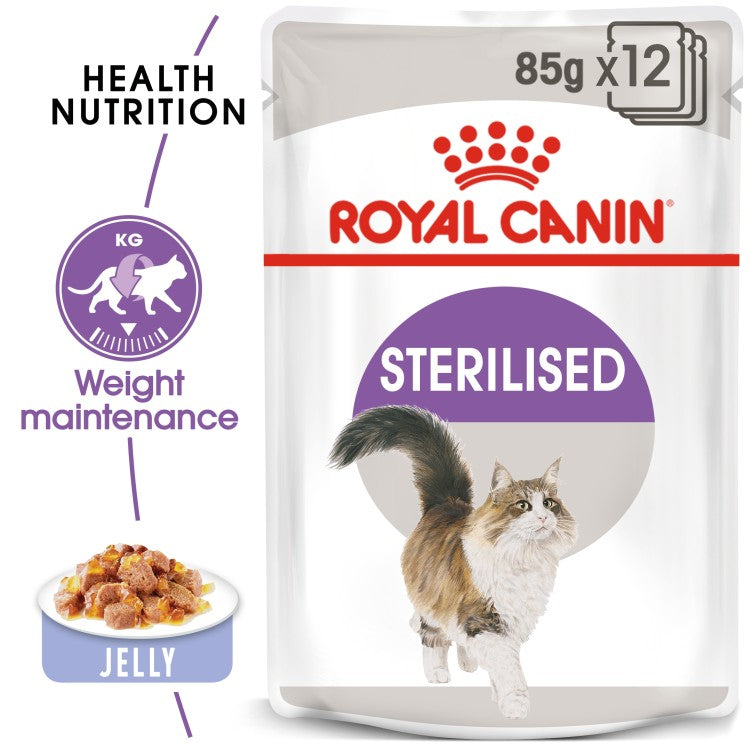 Royal Canin  Feline Health Nutrition Sterilised Jelly (WET FOOD - Pouches) 12 x 85g