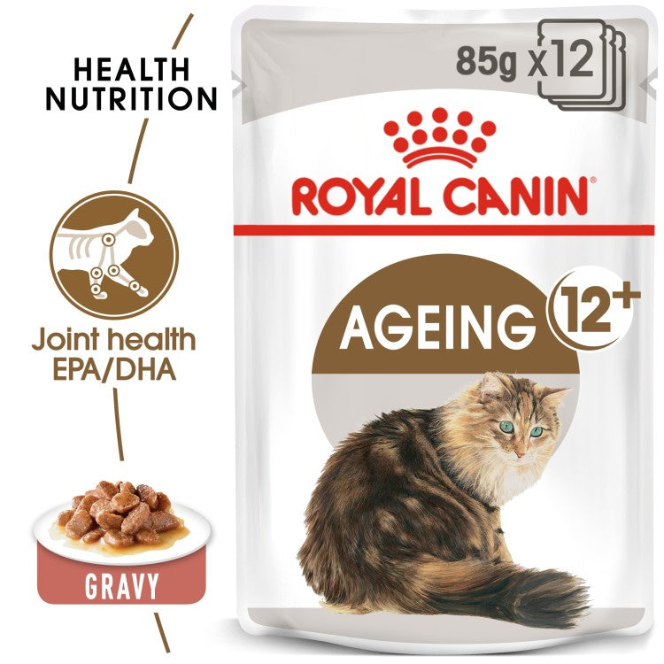 Royal Canin  Feline Health Nutrition Ageing +12 Gravy (WET FOOD - Pouches) 12 x 85g