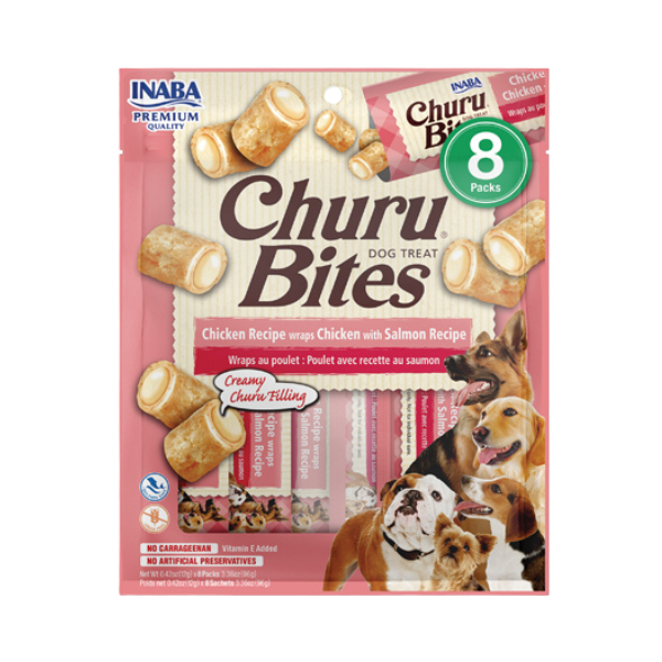 Inaba Churu Bites for Dog Chicken with Salmon Recipe 8PCS/PK