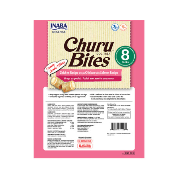 Inaba Churu Bites for Dog Chicken with Salmon Recipe 8PCS/PK