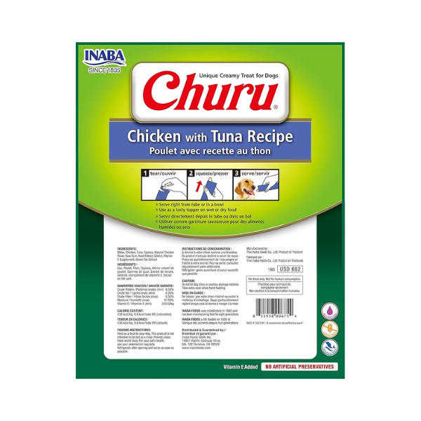 Inaba Dog Churu Chicken with tuna Recipe 4PCS/PK