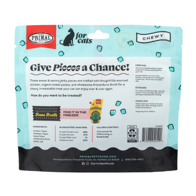 Primal Give Pieces A Chance  Chicken with Broth  for cats! Jerky Treat 4oz